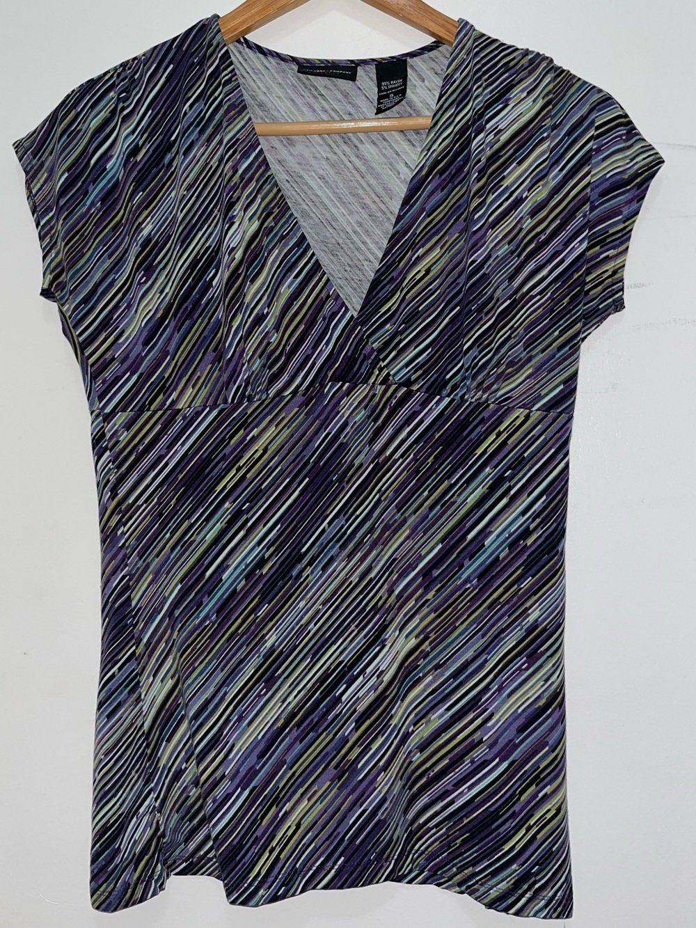 2pc Skirt Set - Black Multi-Stripe V-Neck Top w/matching Skirt